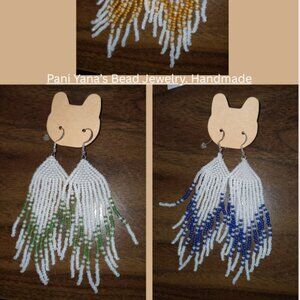 💙 Handmade Beaded Earrings – $45 💙